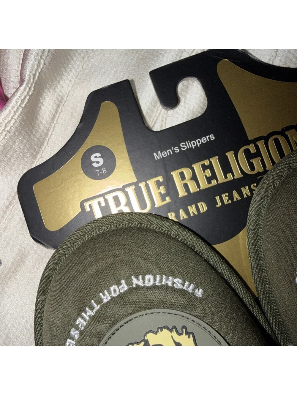 True Religion Men's Slippers Olive Green 